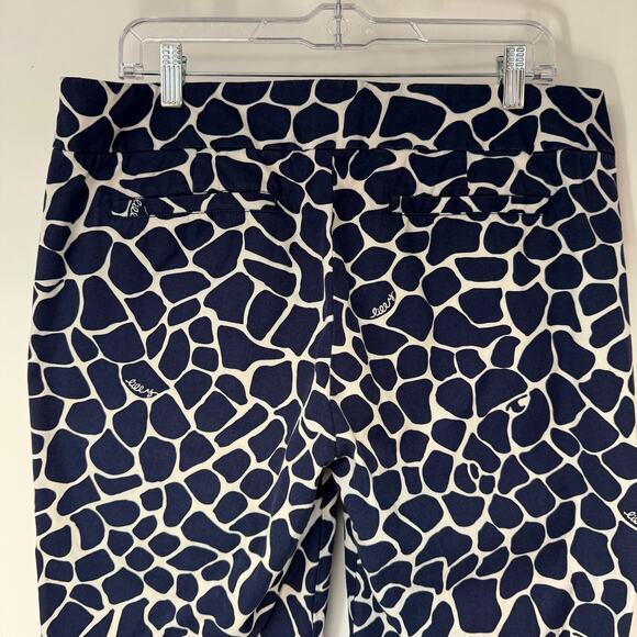 Lilly Pulitzer Spotted Animal Print Palm Beach Fit Capri Crop Pant Women 12 Blue - Picture 4 of 9